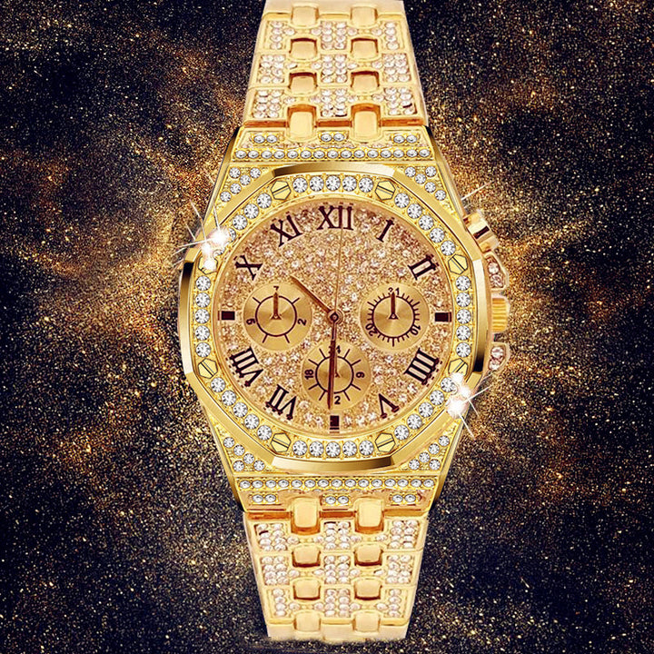 Luxury mens iced out bling mirco pave 5a cz zircon wrist quartz watch