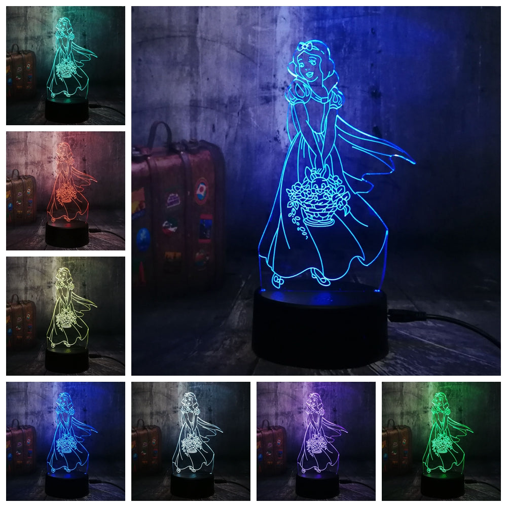 Remote control beautiful queen elsa 3d visual led lamp décor