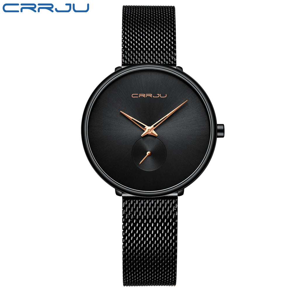 Mesh gold band quartz womens watches