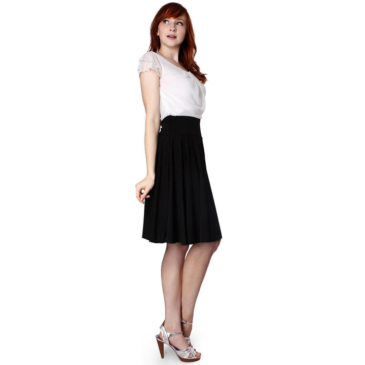 Evanese Women's Double Sleeves Pleat Top and a Line Circle Skirt Cocktail Dress