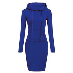 Fashion solid color hoodie women casual dresses