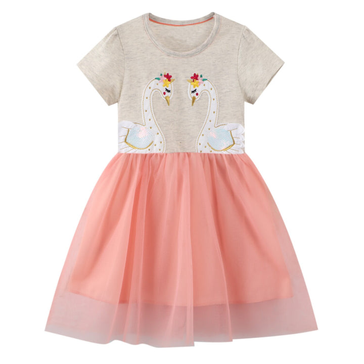 Baby Girl Dress With Animal Applique Vestidos Striped Cotton Kids Unicorn Party Dresses for Girls Clothes Casual Dress 2-7y