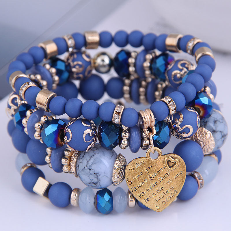 4 pcc resin beads crystal stone bracelets for women