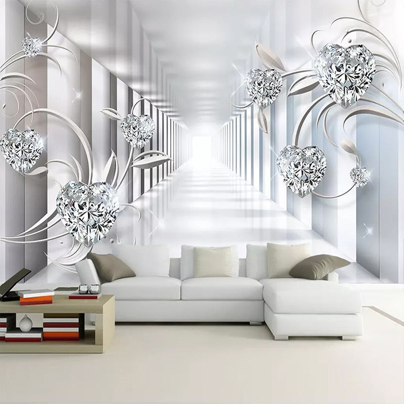 Custom Mural Wallpaper 3D Abstract Space Flower Pattern Diamond Home Decor