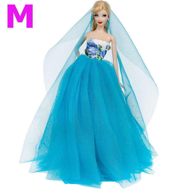 Handmade Wedding Doll Dress Princess Evening Party Ball Long Gown Skirt Bridal Veil Clothes for Barbie Doll Accessories DIY Toy