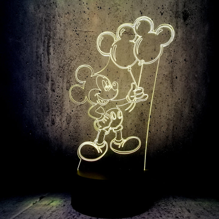 Mickey mouse holding balloon 3d led usb night light decor lamp