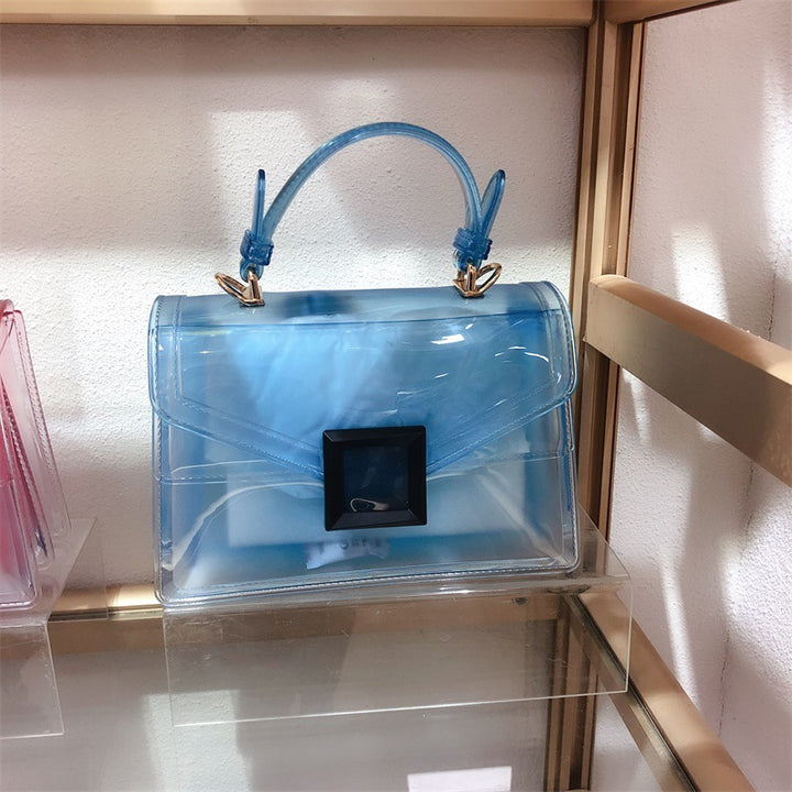 Jelly transparent pvc chain matte handbag square purse for women