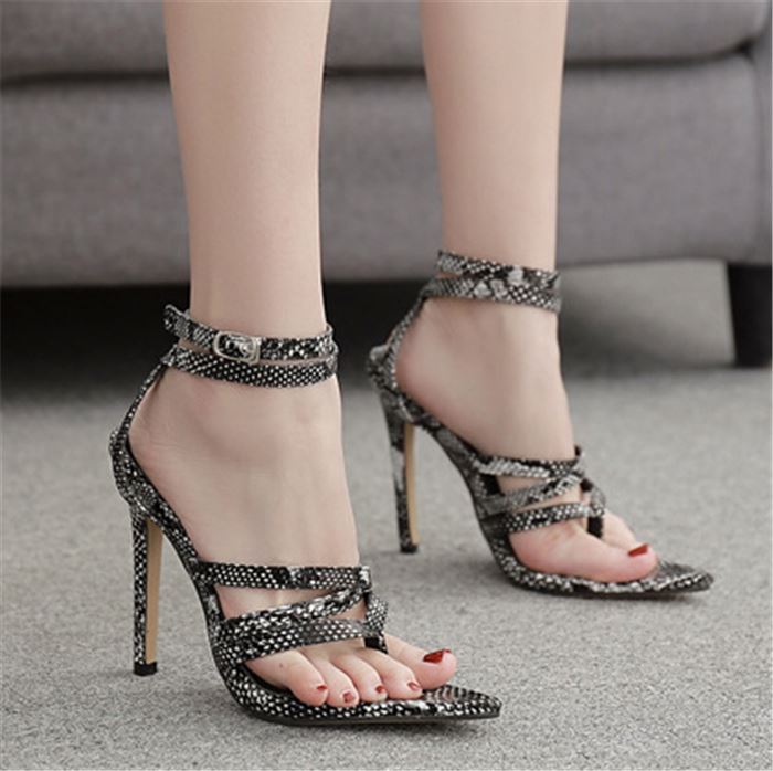 Fresh Design Good Quality Snake Skin Sandals Fashion High Heel Ladies Shoes Sandals Women Heels