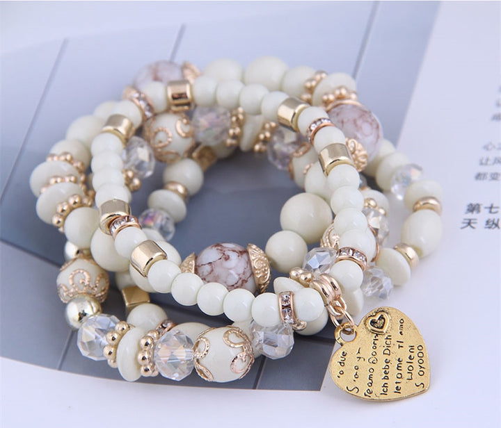 4 pcc resin beads crystal stone bracelets for women