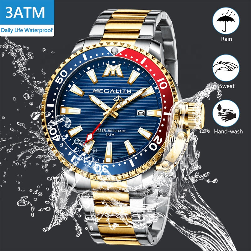 High quality multifunction luminous luxury mens waterproof watch