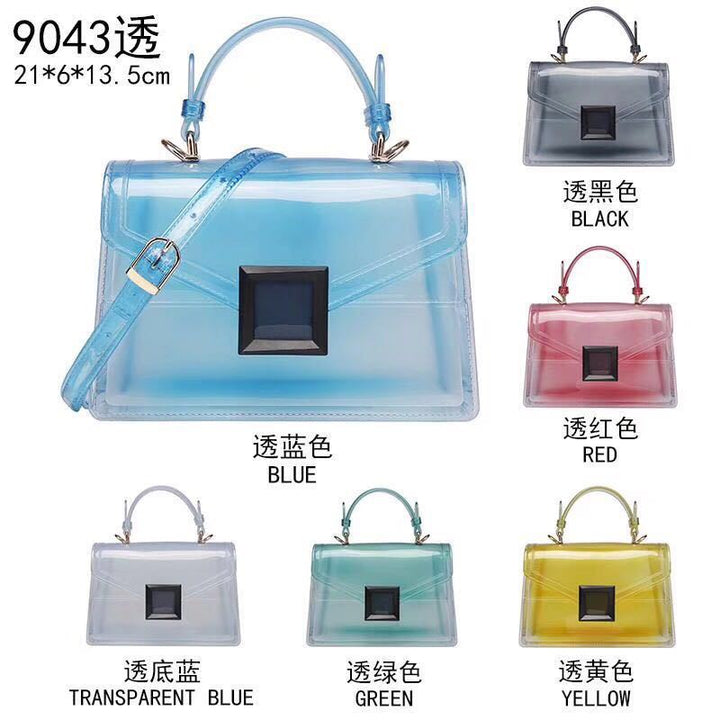 Jelly transparent pvc chain matte handbag square purse for women