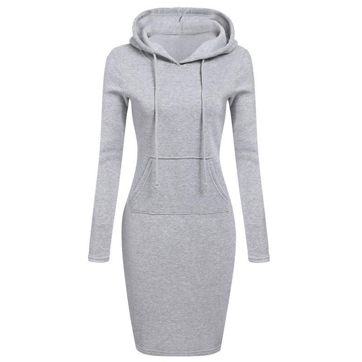 Fashion solid color hoodie women casual dresses