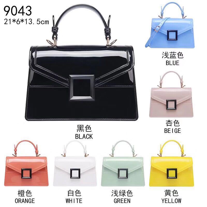 Jelly transparent pvc chain matte handbag square purse for women