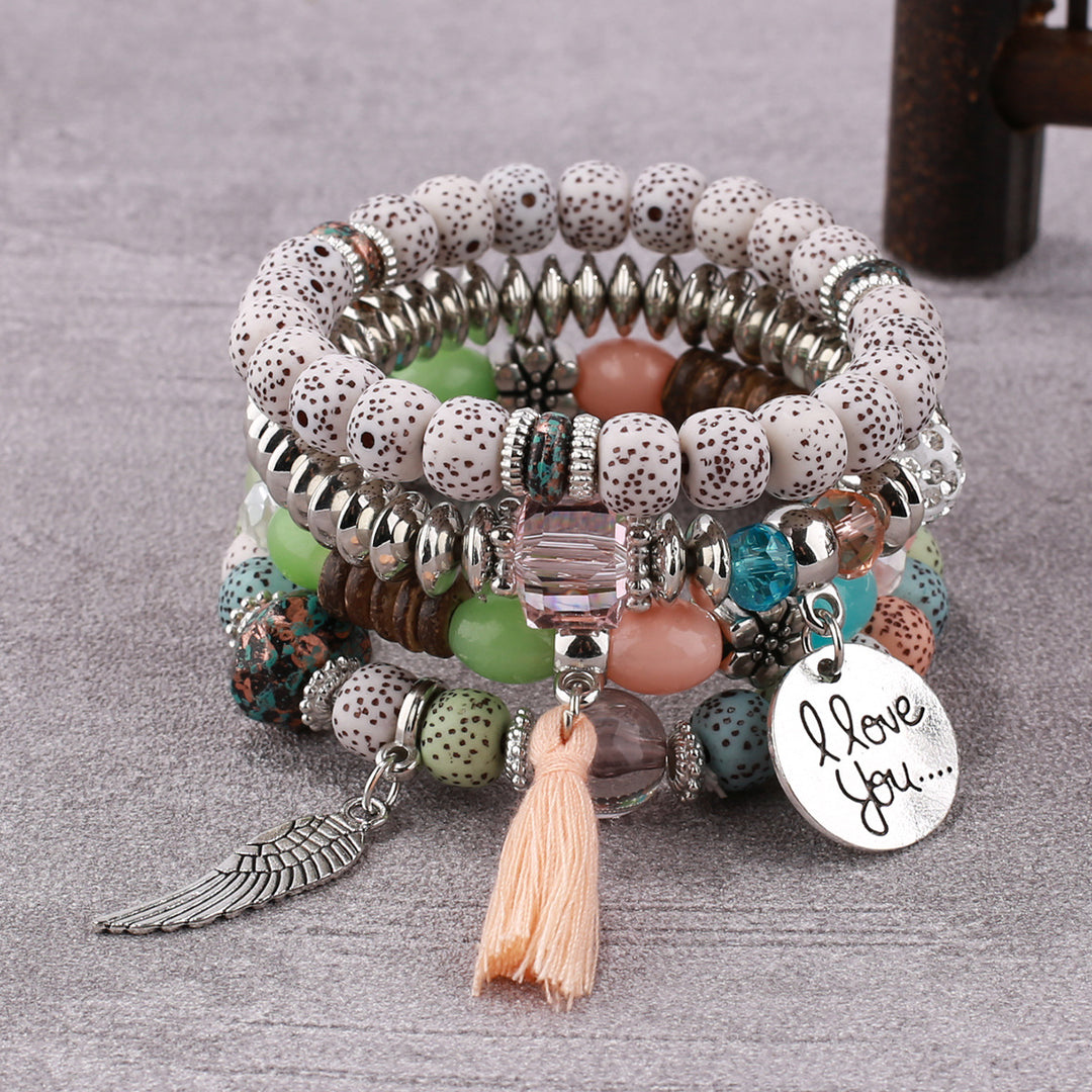 Bohemian multi layer beaded women bracelet trendy bodhi tassel