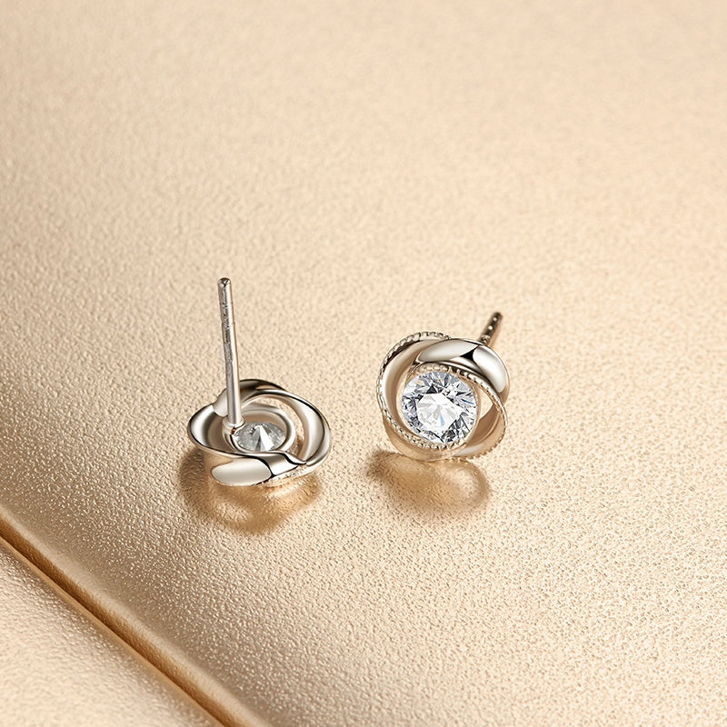 Rose flower gold plated sterling silver jewelery stud womens earings