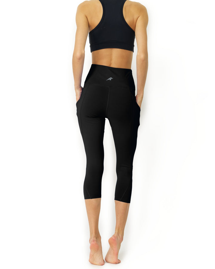 High waisted yoga capri leggings black apparel