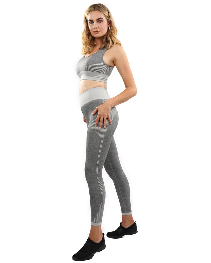 Isalda Seamless Leggings & Sports Bra Set - Grey