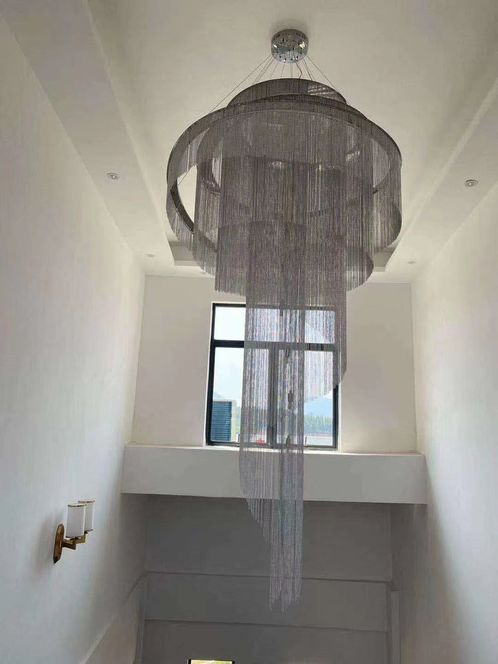 Modern Creative Light Luxury American Style Aluminum Chain Chandelier Living Room Hotel Club Tassel Chandelier