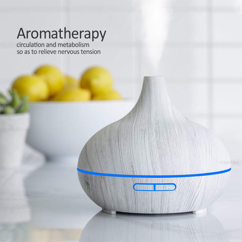 550ml essential aromatherapy oil diffuser wood grain humidifier ultrasonic with remote control