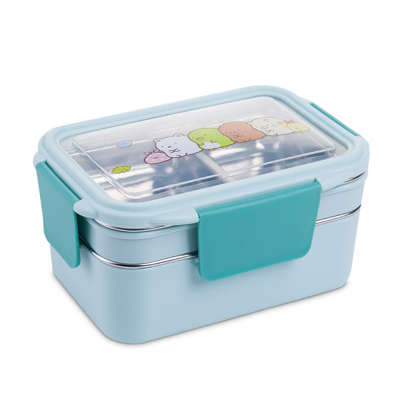 Cartoon lunch box stainless steel double layer food container for kids