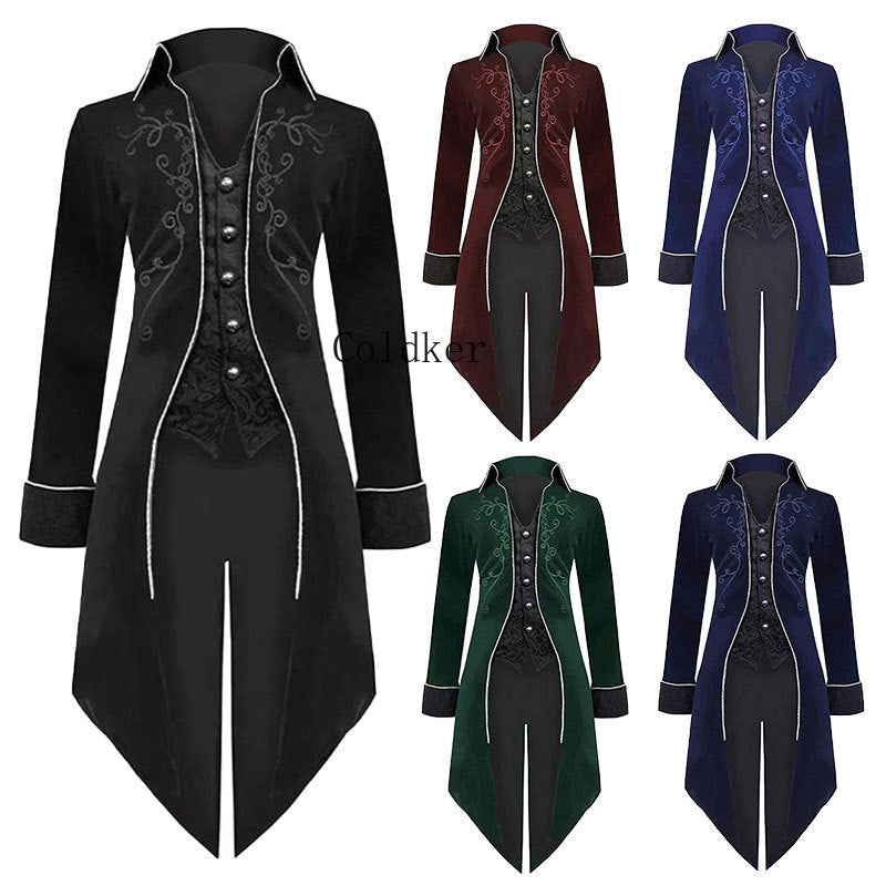 Mens steampunk costume tailcoat jacket gothic magician ringmaster coat