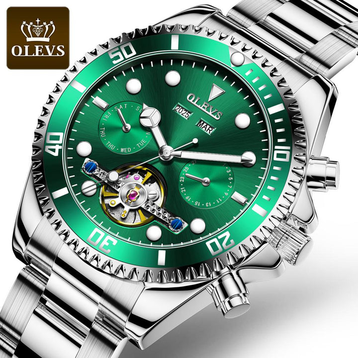 Mens luxury brand stainless steel band automatic mechanical watch