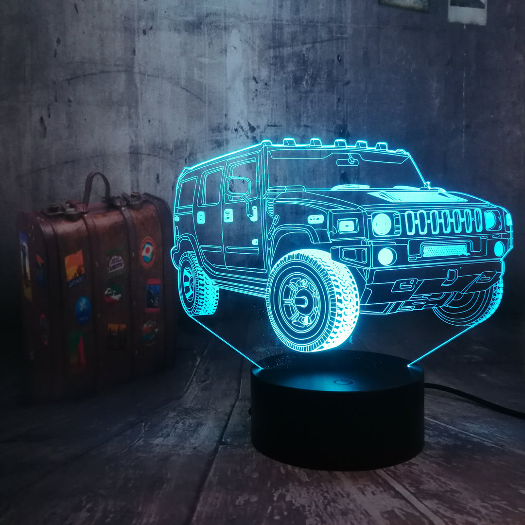 Remote control jeep car 7 color dimming gradient rgb 3d led night lamp décor