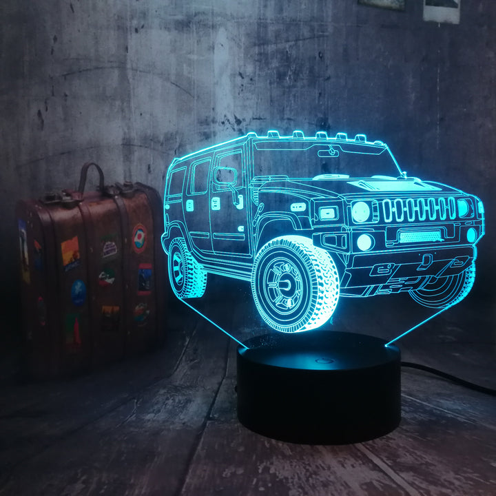 Remote control jeep car 7 color dimming gradient rgb 3d led night lamp décor