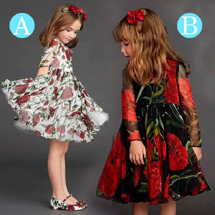 Spring Girls Wedding Dress Red European Sytle Princess Costume Brand Robe Fille Enfant Long Sleeve Girl Princess Dresses