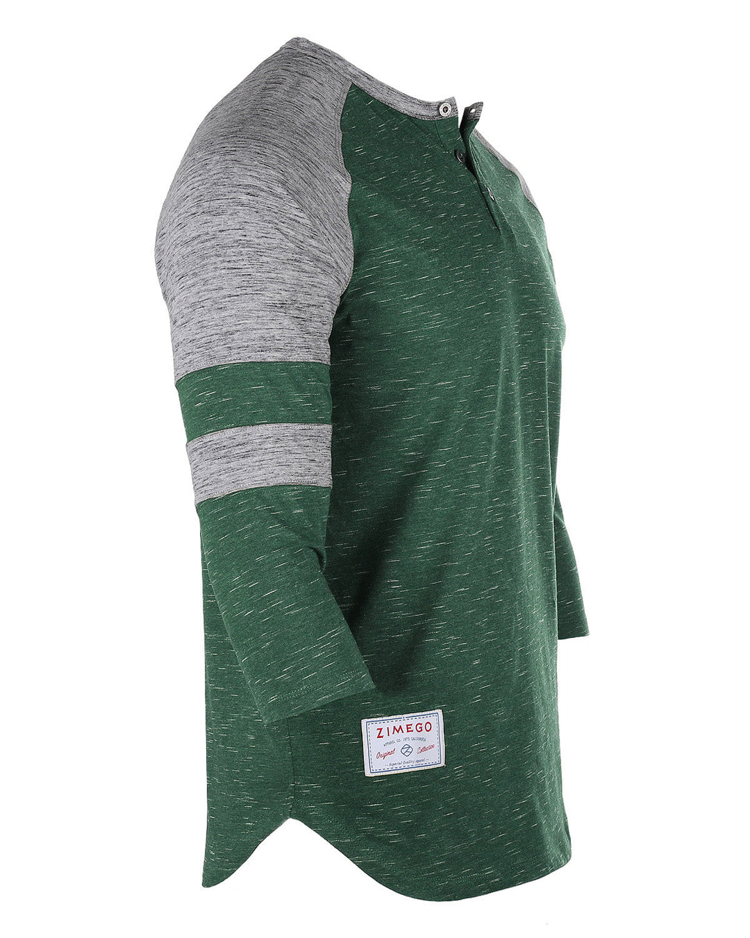 Men's 3/4 Sleeve sport- College Raglan Henley Athletic T-Shirt