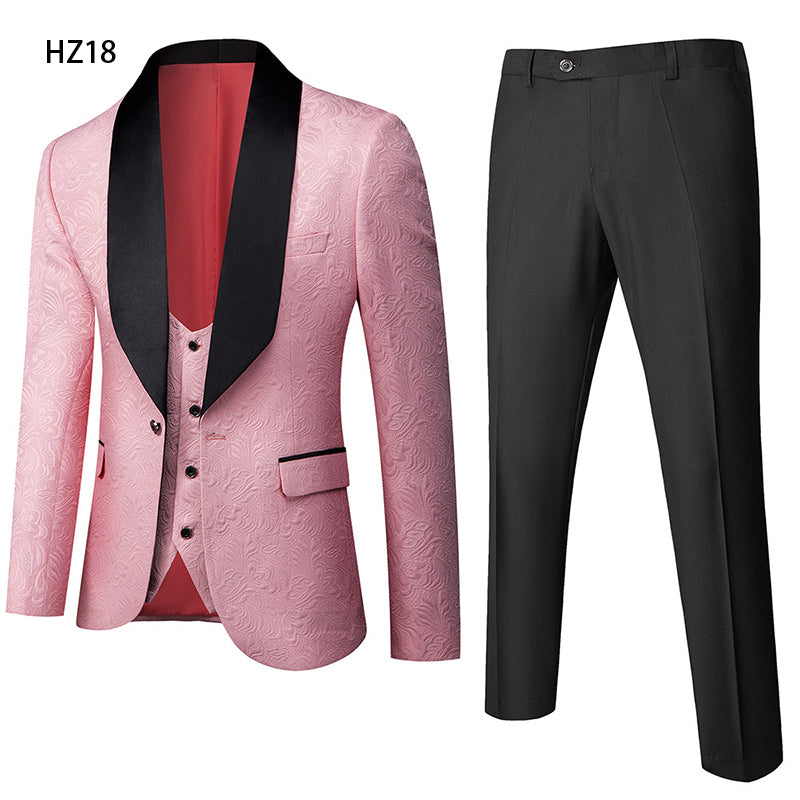 Jancember HZ18 2021 Italian Design Smoking Tuxedo Jacket 3 Piece Groom Terno Suits for Mens Wedding Suits