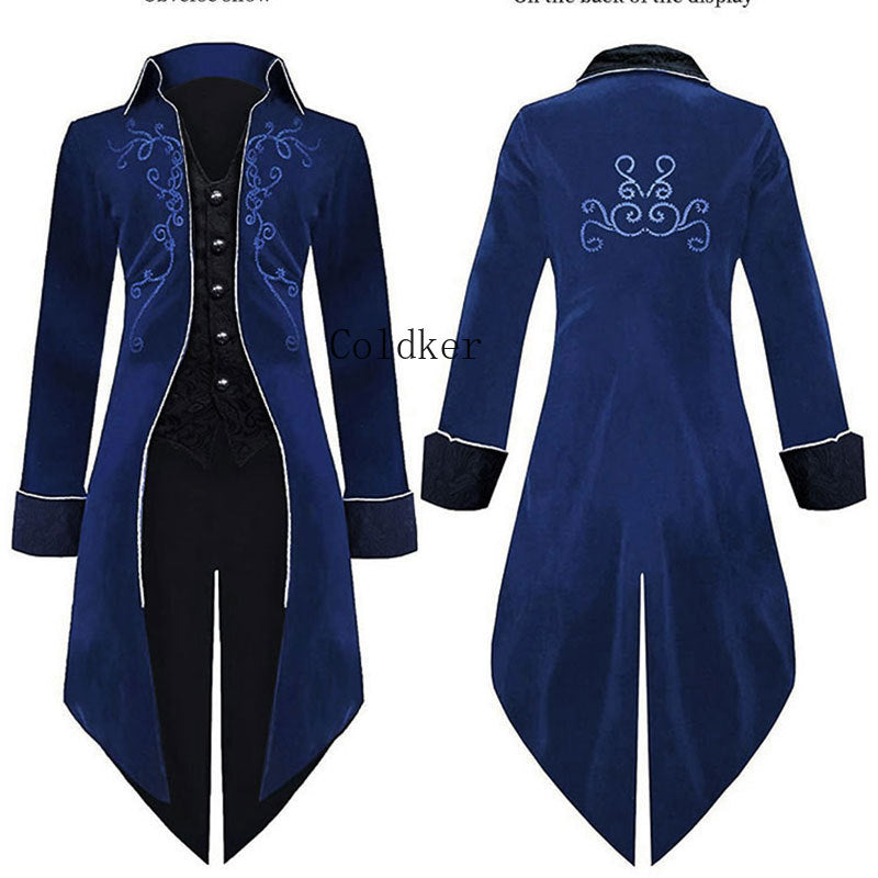 Mens steampunk costume tailcoat jacket gothic magician ringmaster coat