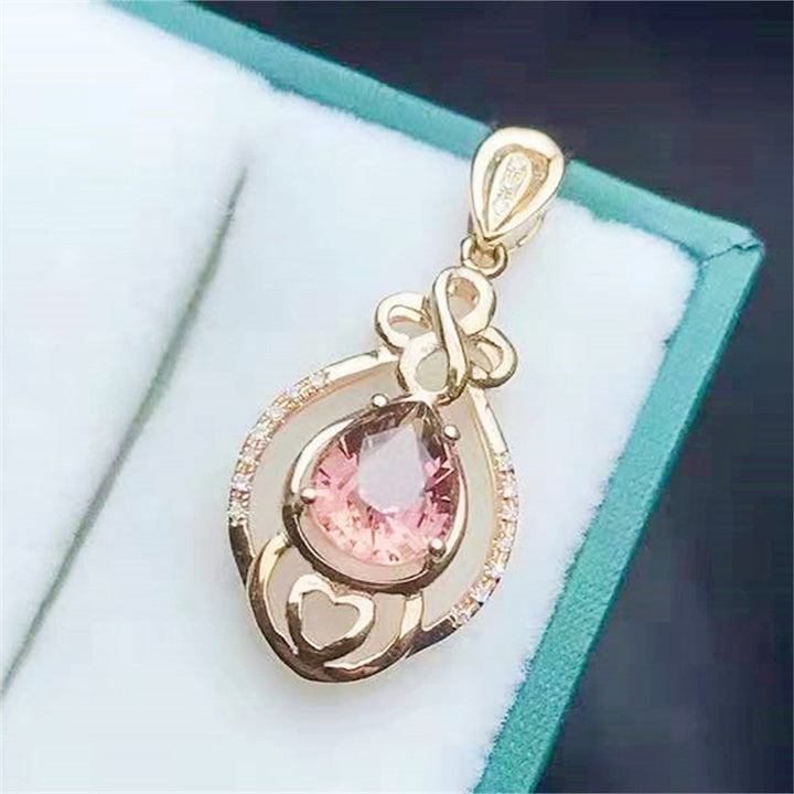 SGARIT Wholesale Jewelry Gemstone Pendant Engagement Jewelry 18k Rose Gold 1.36ct Genuine Tourmaline Pendant for Women