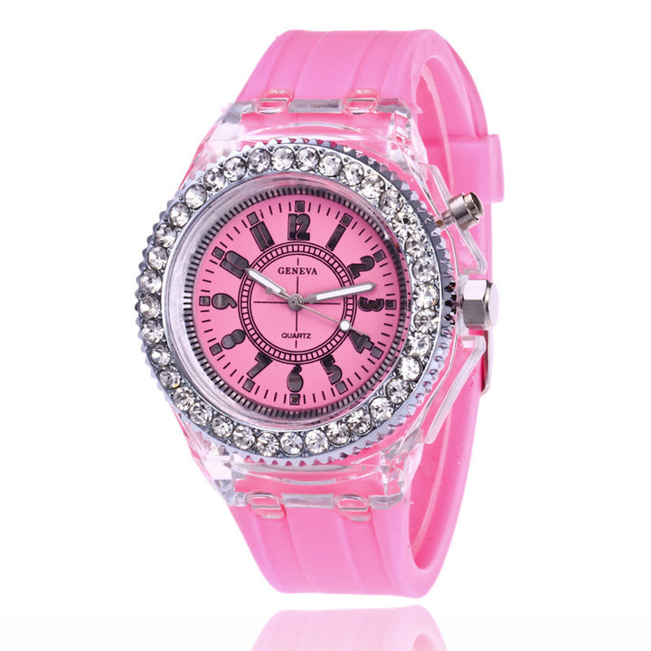 Fashion geneva led light mens quartz women silicone watch