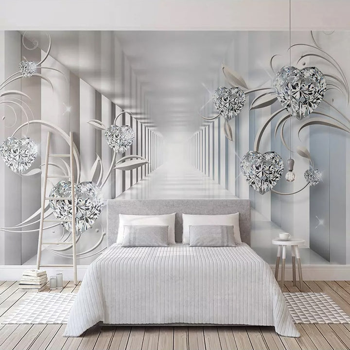 Custom Mural Wallpaper 3D Abstract Space Flower Pattern Diamond Home Decor