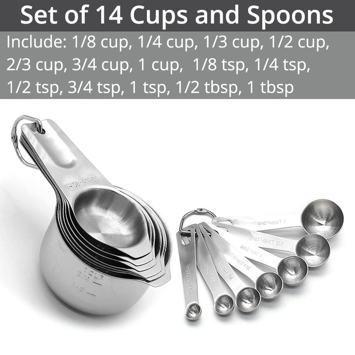 Measuring Cups & Spoons Set - Premium Stainless Steel Measuring Cups and Measuring Spoons for Dry and Liquid Ingredient