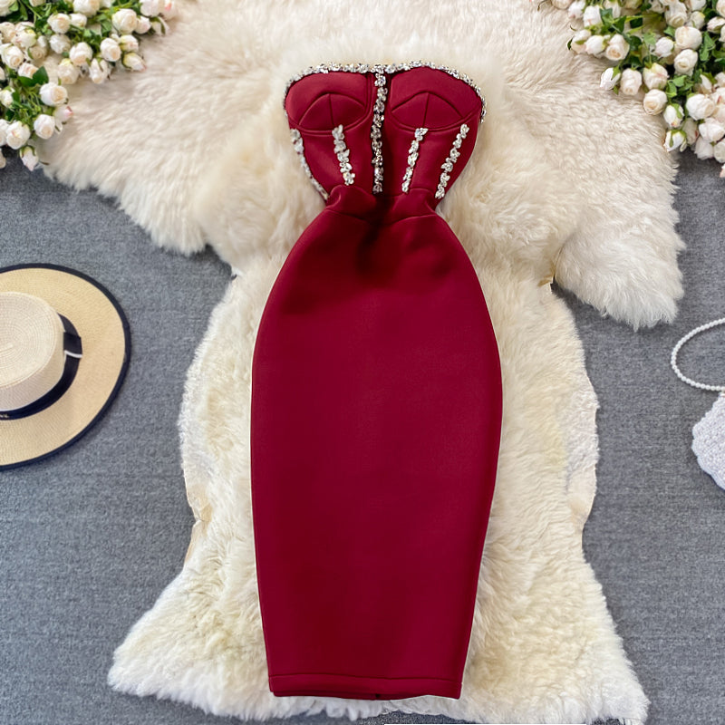 Womens sleeveless luxury party tube top dress clothes