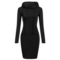 Fashion solid color hoodie women casual dresses