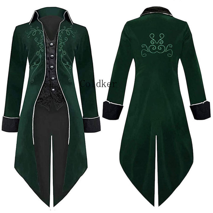 Mens steampunk costume tailcoat jacket gothic magician ringmaster coat