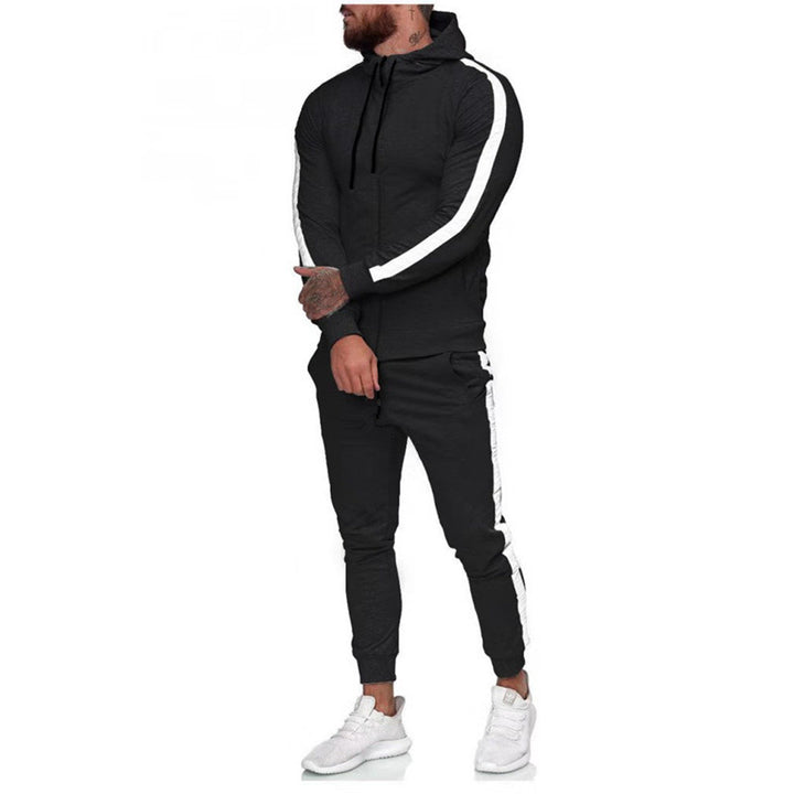 KX-TZ01 New Fashion Stitching 2 Piece Joggers Suits Long Sleeve Sweatsuit Tracksuit Set Blank Hooded Mens Sweat Suits