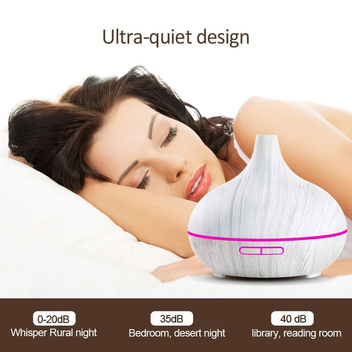 550ml essential aromatherapy oil diffuser wood grain humidifier ultrasonic with remote control