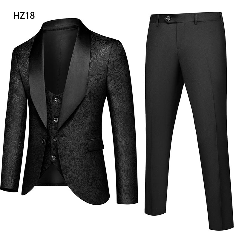 Jancember HZ18 2021 Italian Design Smoking Tuxedo Jacket 3 Piece Groom Terno Suits for Mens Wedding Suits