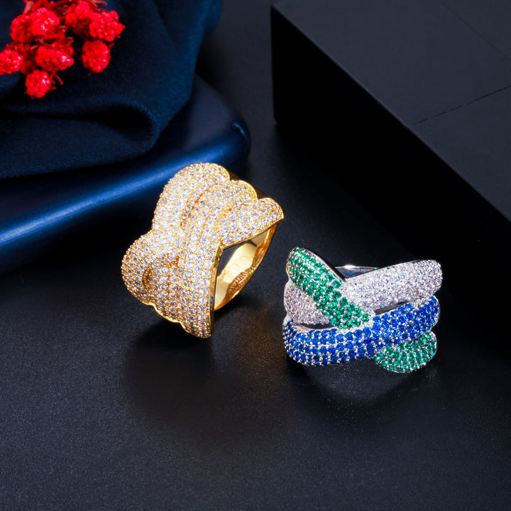 Multi color full diamond band rings 5a cubic zirconia for girls