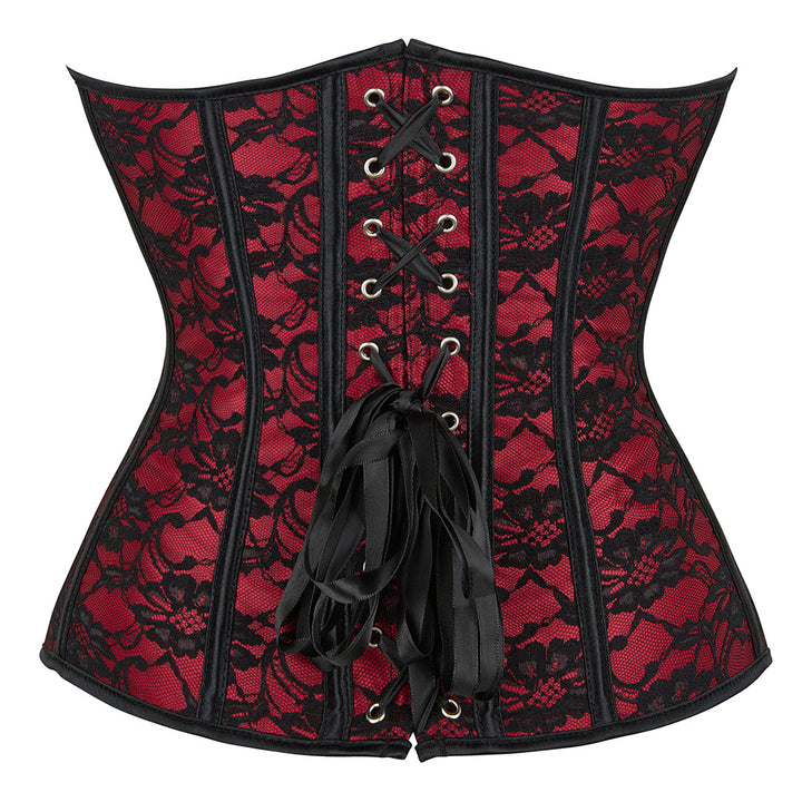 Elegant brocade red busk waist bustier top jacquard womens corselet