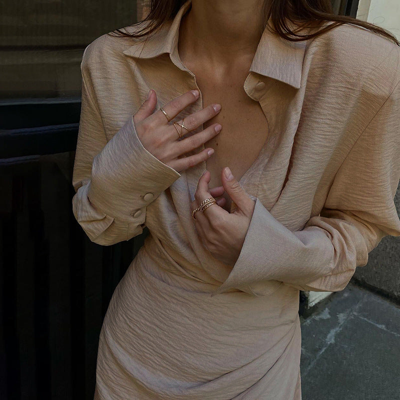 A line womens dress deep v neck long sleeved design casual commuter clothing