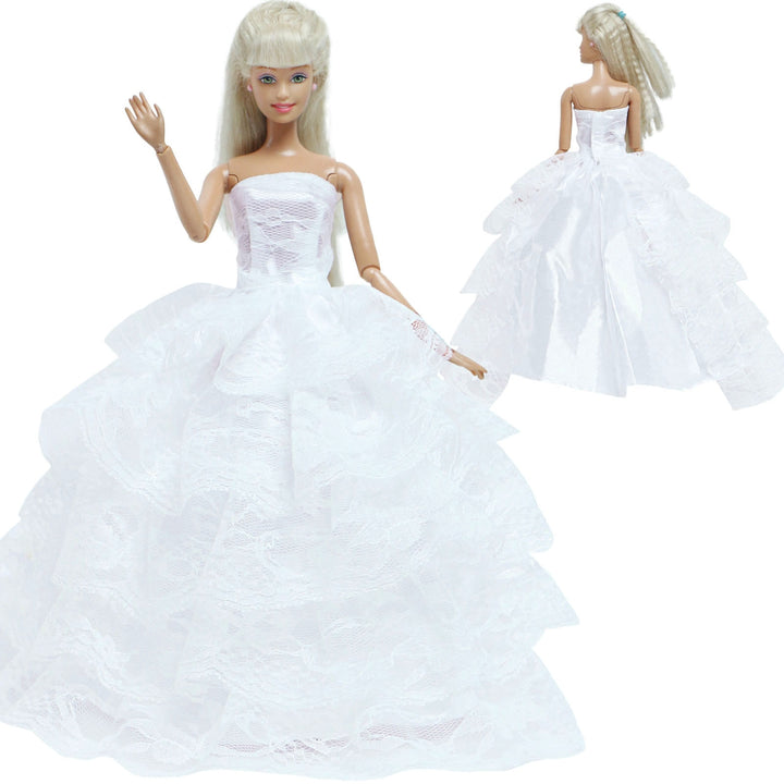 Handmade Wedding Doll Dress Princess Evening Party Ball Long Gown Skirt Bridal Veil Clothes for Barbie Doll Accessories DIY Toy