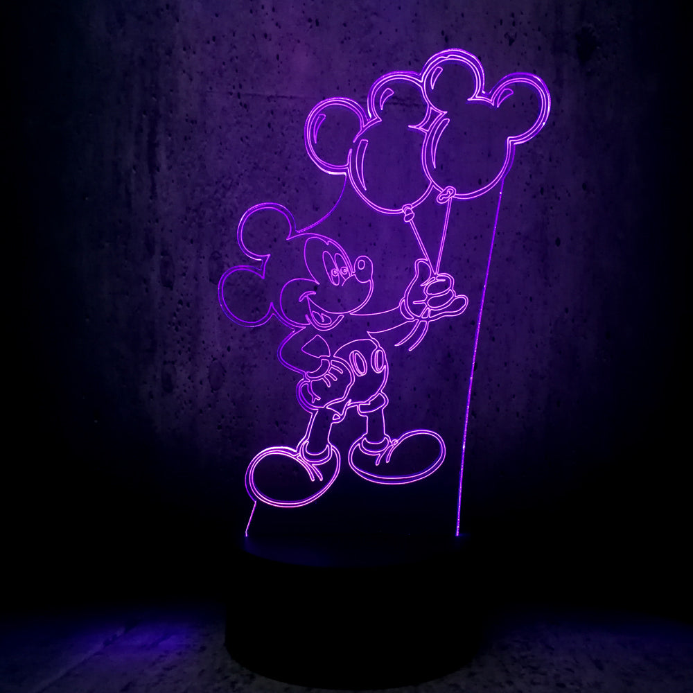 Mickey mouse holding balloon 3d led usb night light decor lamp