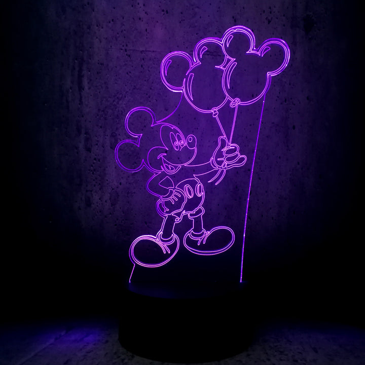 Mickey mouse holding balloon 3d led usb night light decor lamp