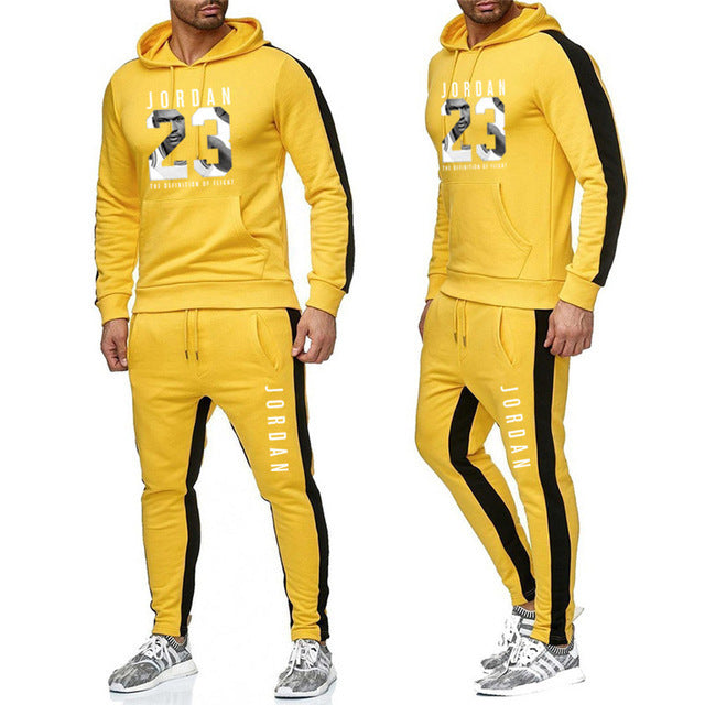 Wholesale New Men's Plus Size Fall and Winter Sweater Suit High Quality Running Fitness Sports Leisure Hooded Sweatsuit for Men