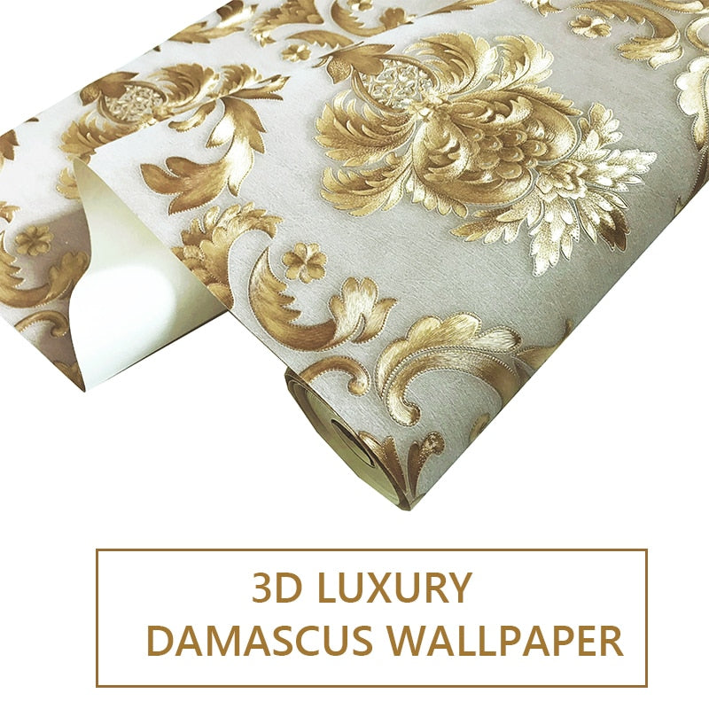 3D Wallpaper European Style Luxury Golden Damascus Wallpapers Roll Living Room TV Sofa Bedroom Home Decor PVC Vinyl Wall Papers